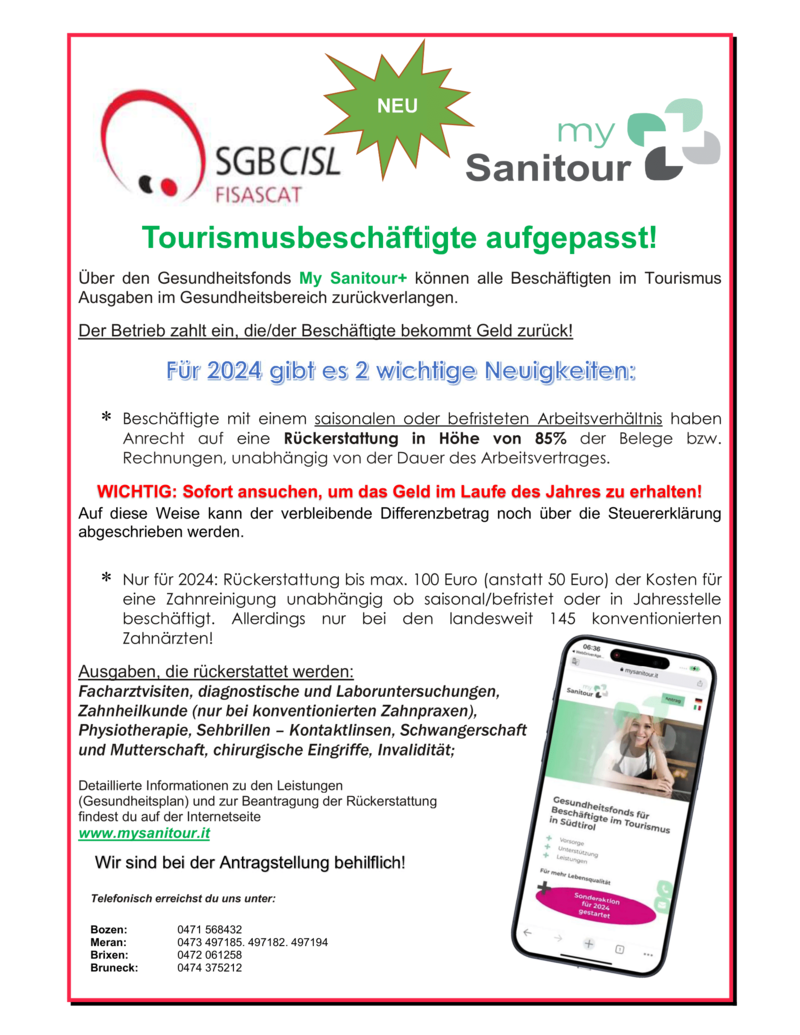 Zwei wichtige Neuerungen bei MySanitour+ 