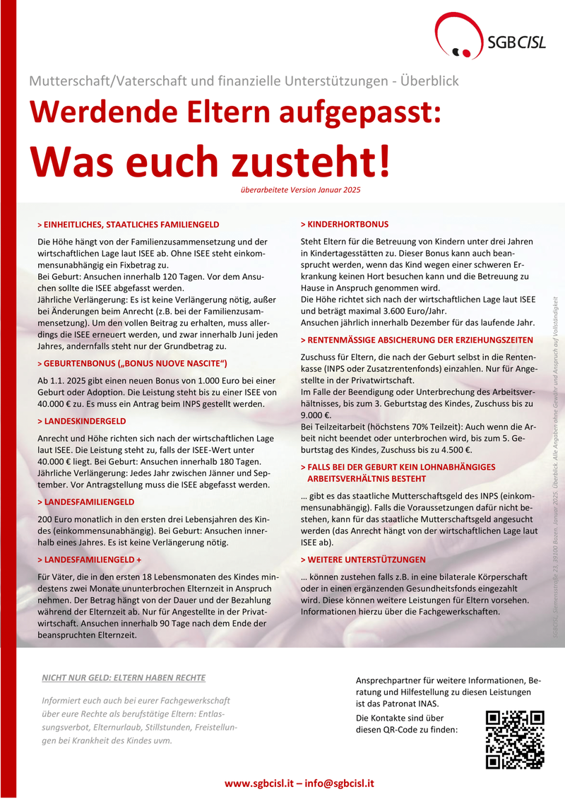 Unterstützungsleistungen für werdende Eltern